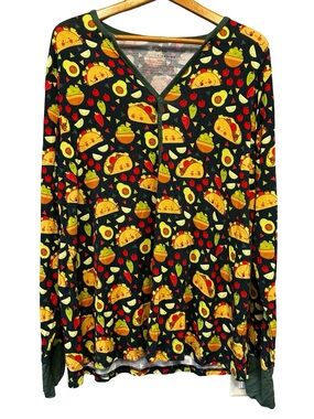 Little Sleepies Taco Fiesta Pajama Top Size XXL Soft Bamboo Long Sleeve Cozy